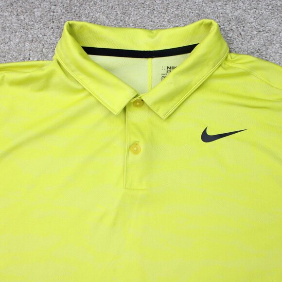 Nike Golf Polo Mens XL Yellow Icon Jacquard Camo Standard Fit Dri-Fit S/S - Picture 6 of 15